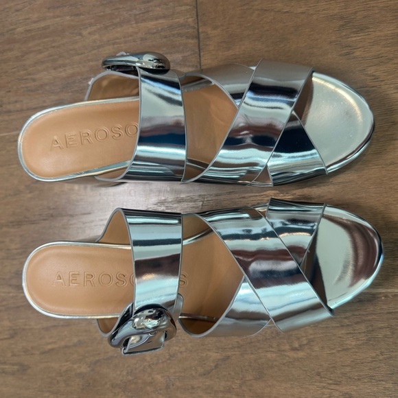 AEROSOLES Metallic Silver Mules - Picture 9 of 11